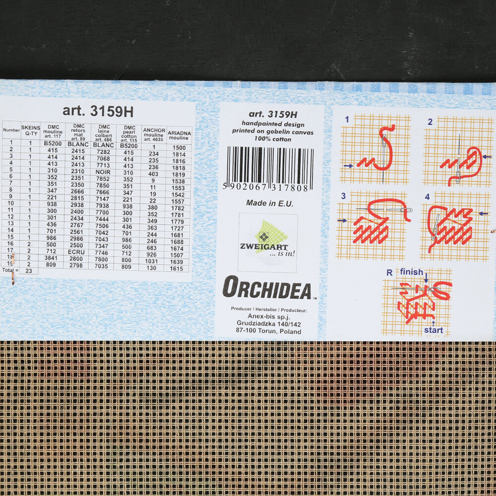 Orchidea 24x30 cm Pair Of Bullfinches On a Twig Baskılı Goblen - 3159H