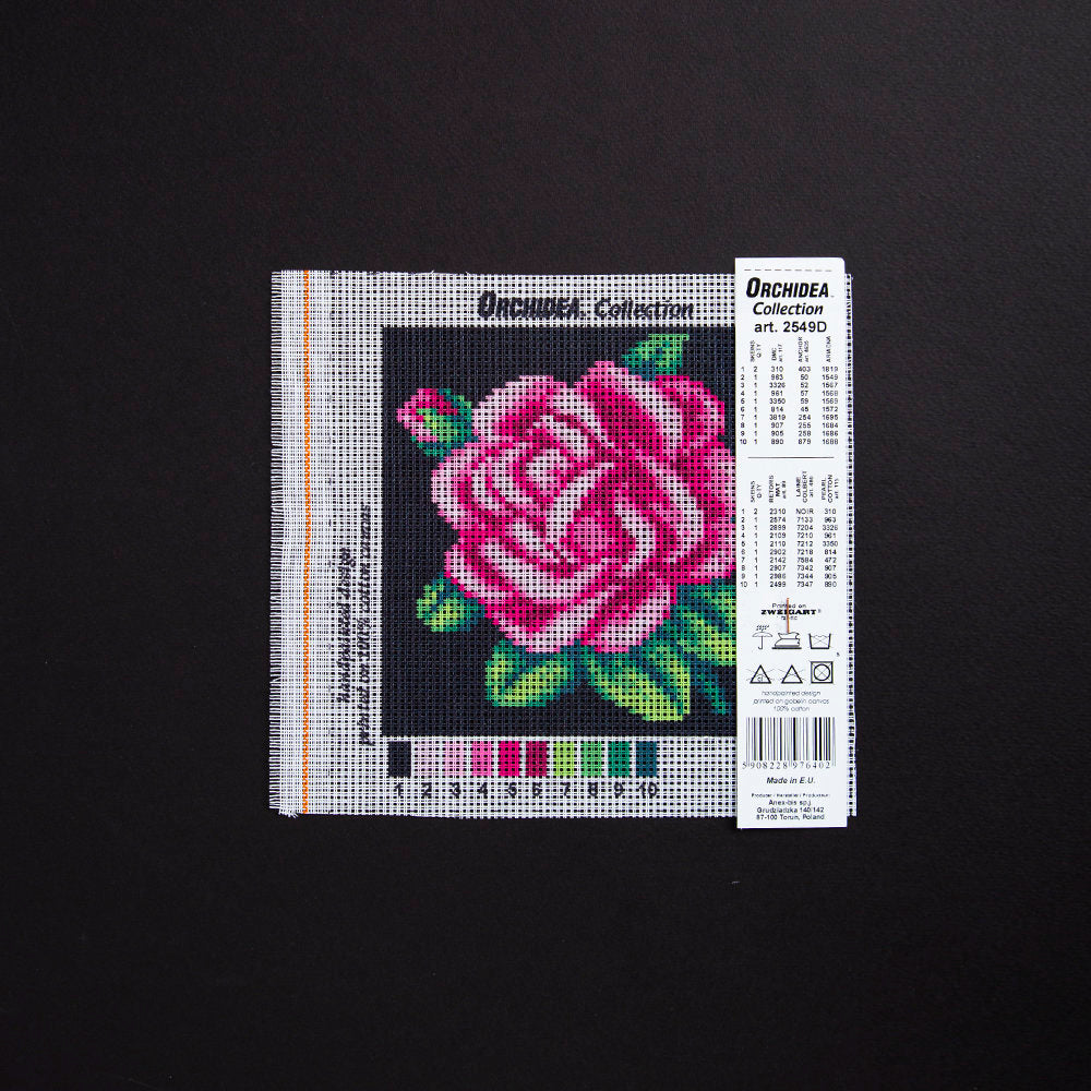 ORCHİDEA 15x15 cm Pembe Gül Baskılı Goblen 2549D