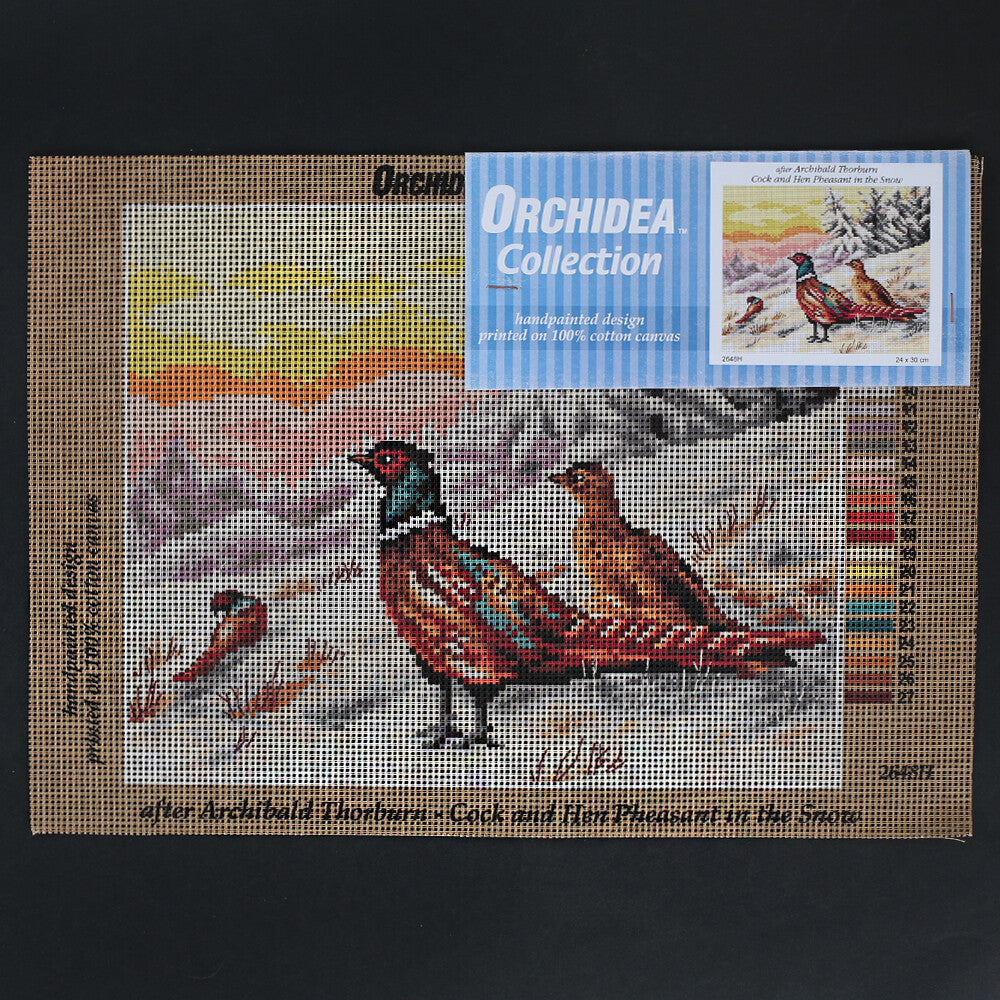 Orchidea 24x30 cm Archibald Thorburn Cock And Hen Pheasant İn The Snow Goblen 2648H