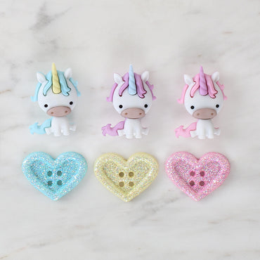 Dress It Up Unicorn Aşkı Dekoratif Düğme - 10276