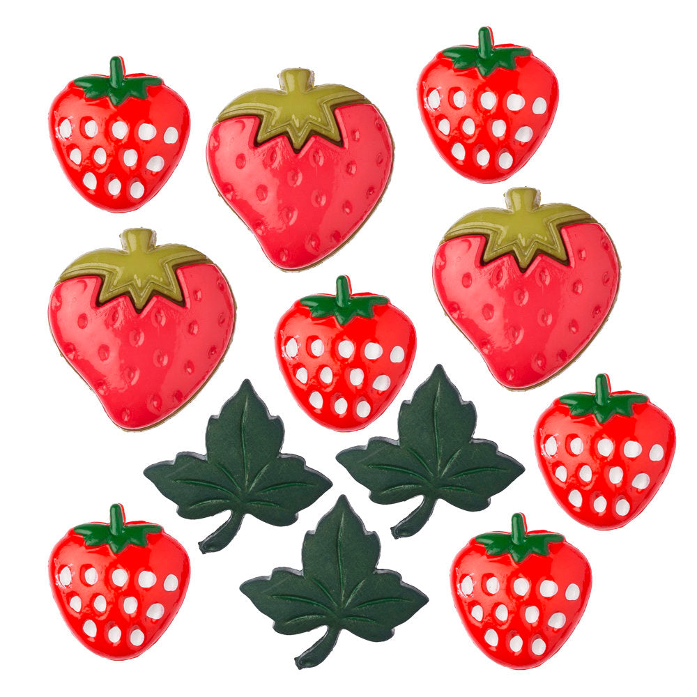 Buttons & Galore Çilek ve Yaprak Dekoratif Düğme - 4097