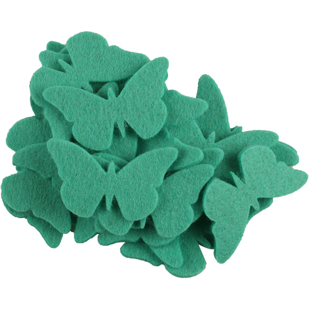 La Mia 3.3x5 cm 25 li Turkuaz Yeşil Kelebek Keçe Motifler - FS306-M44