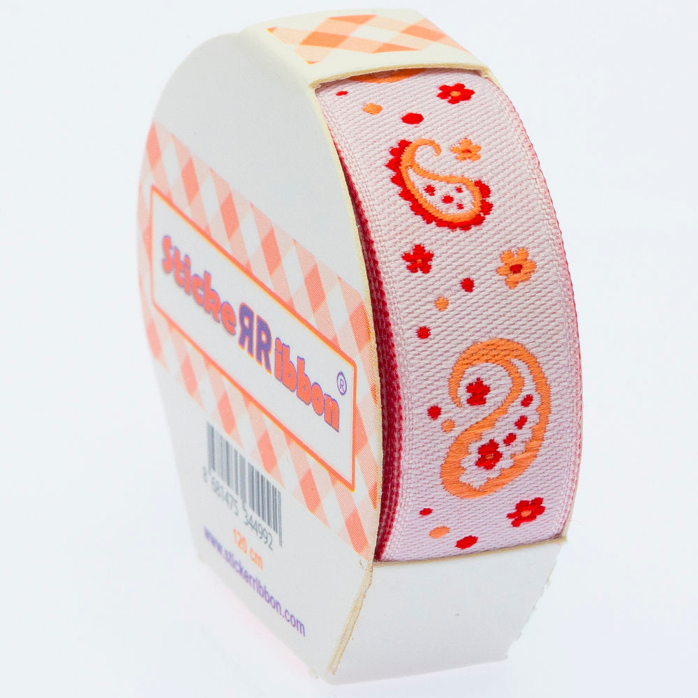 Sticker Ribbon Turuncu Motif Baskılı Yapışkan Kurdele - SR-1691-V3