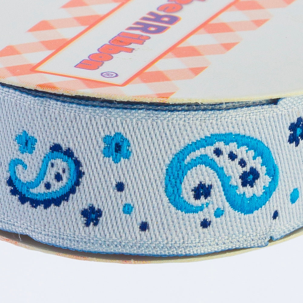 Sticker Ribbon Mavi Motif Baskılı Yapışkan Kurdele - SR-1691-V1