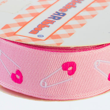 Sticker Ribbon Pembe Beb İğne Baskılı Yapışkan Kurdele - SR-1684-V1