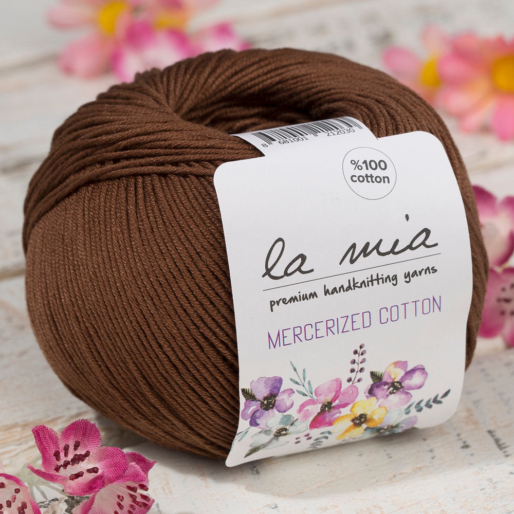 La Mia Mercerized Cotton Koyu Kahverengi El Örgü İpi - 228