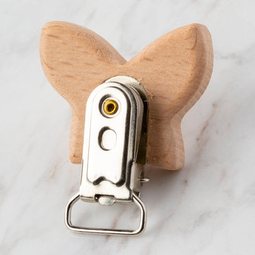 Loren Kelebek Ahşap Emzik Zinciri Klipsi