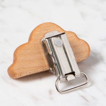 Hobi Baby Bulut Figürlü Organik Ahşap Emzik Klipsi - FK08