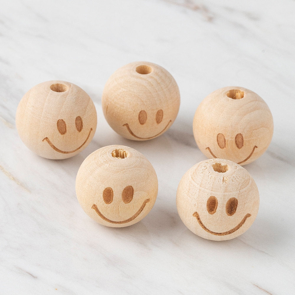 Loren 5 Adet Gülen Yüz Figürlü Yuvarlak Boncuk