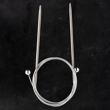 Kartopu 1 Çift Boncuklu Çelik Misinalı Örgü Şişi - 4.5 mm 60 cm