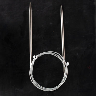 Kartopu 1 Çift Boncuklu Çelik Misinalı Örgü Şişi - 5 mm 60 cm