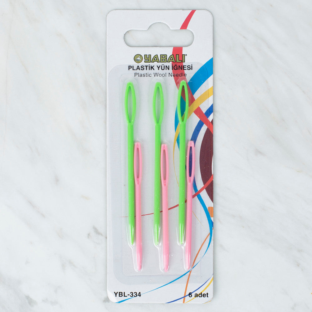 Yabalı Plastik 6'lı Yün İğnesi Yeşil Pembe - YB - 334