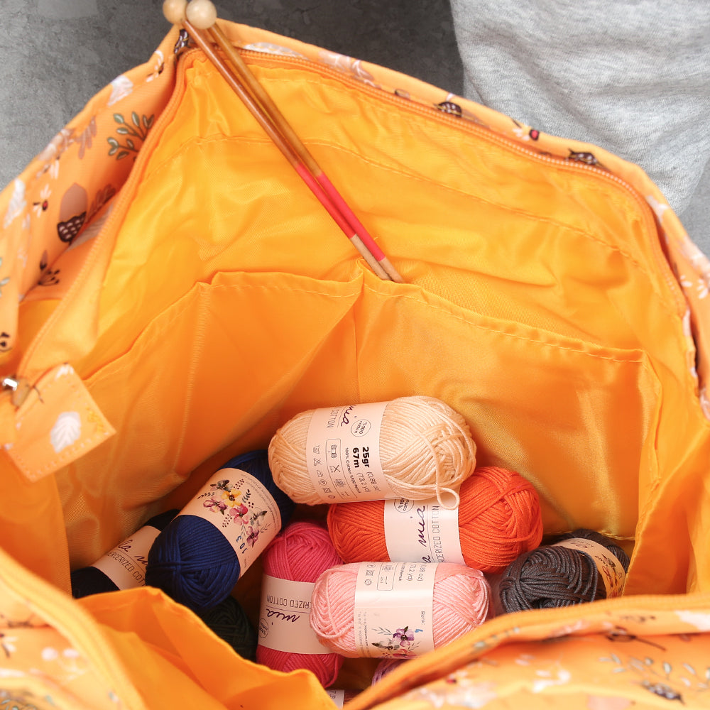 Nas Desenli Örgü Çantası - Hardal