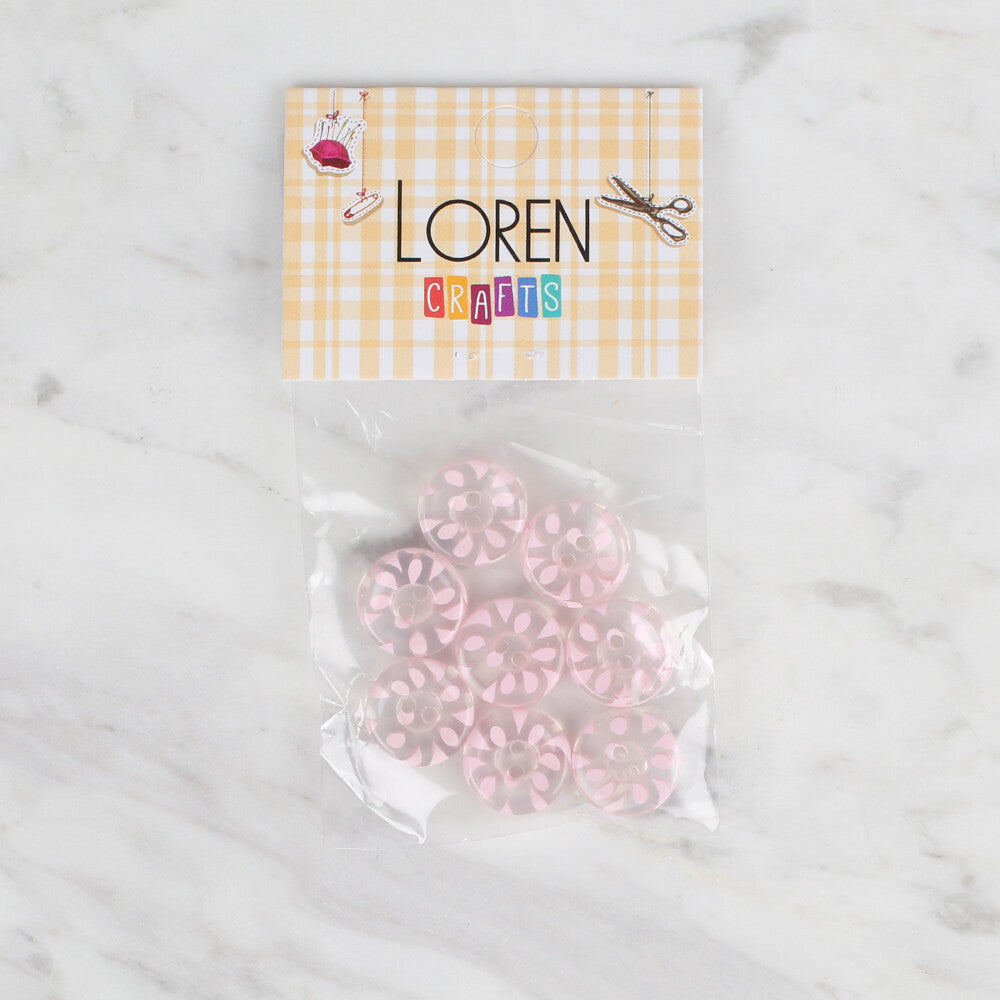 Loren Crafts 8'li Şefaf Pembe Düğme - 33