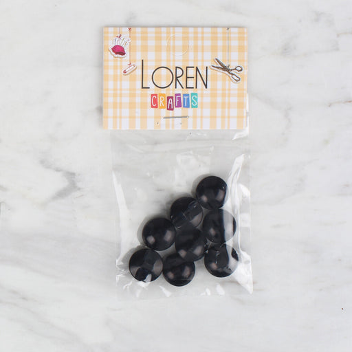 Loren Crafts 8'li Siyah Yuvarlak Düğme - 0043