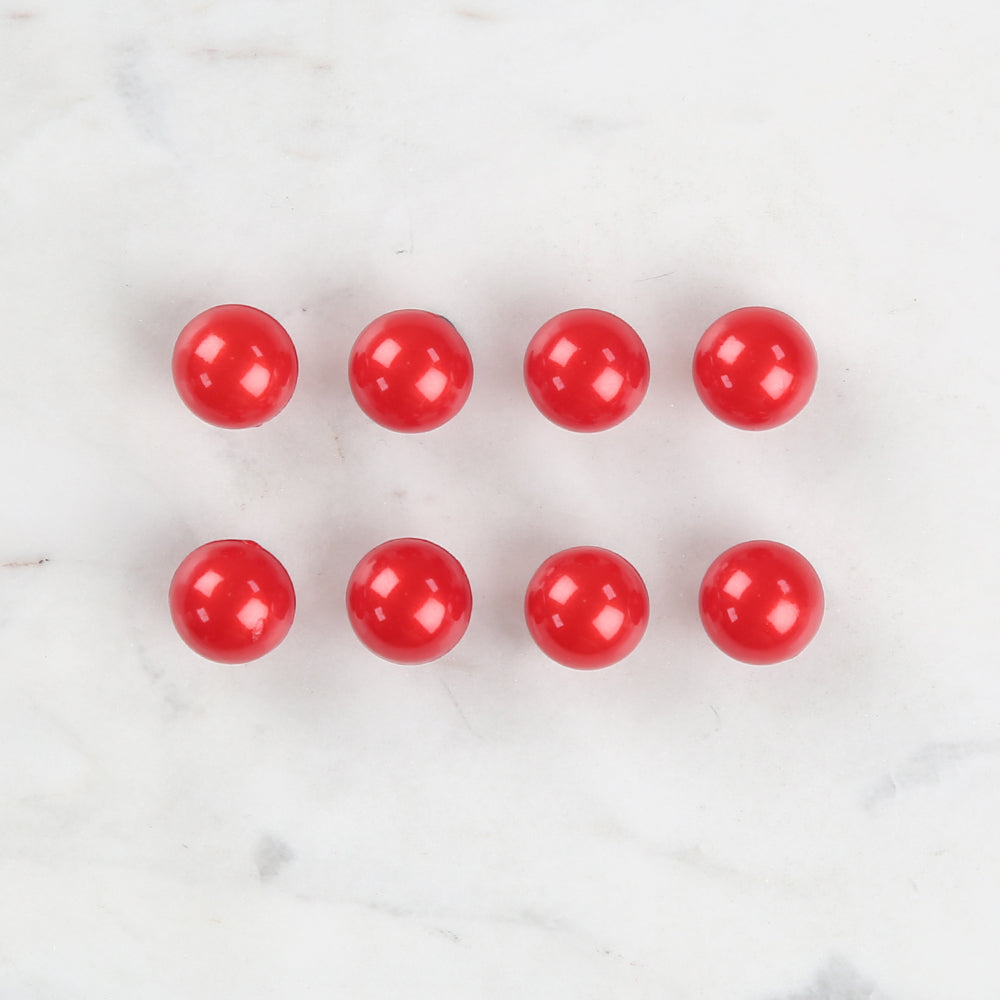 Loren Crafts 8'li Kırmızı Plastik İnci Düğme - 0149
