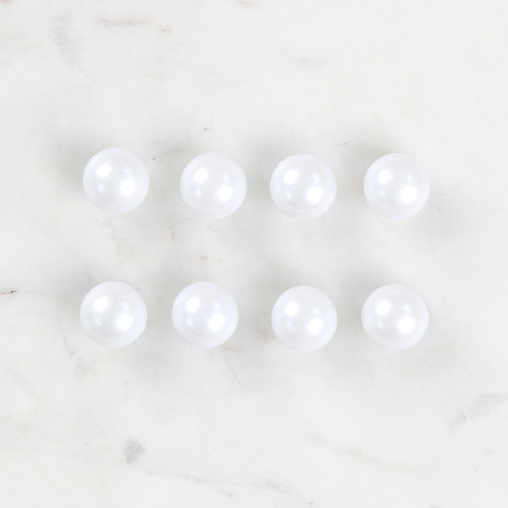 Loren Crafts 8'li Beyaz Plastik İnci Düğme - 0157