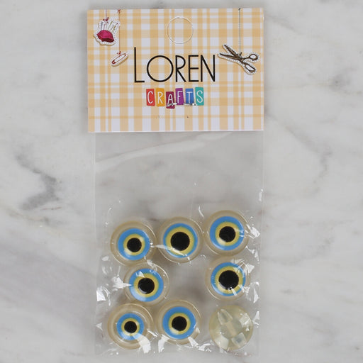 Loren Crafts krem 8'li nazar boncuğu düğme - 162