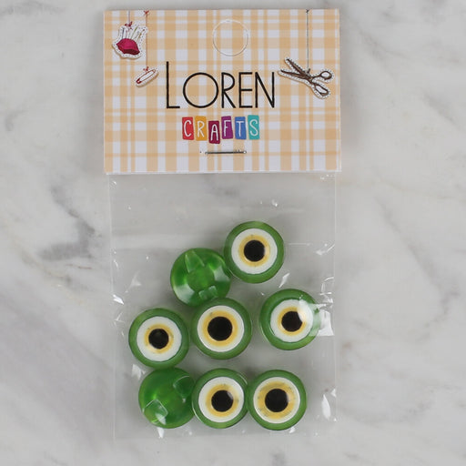 Loren Crafts yeşil 8'li nazar boncuğu düğme - 164