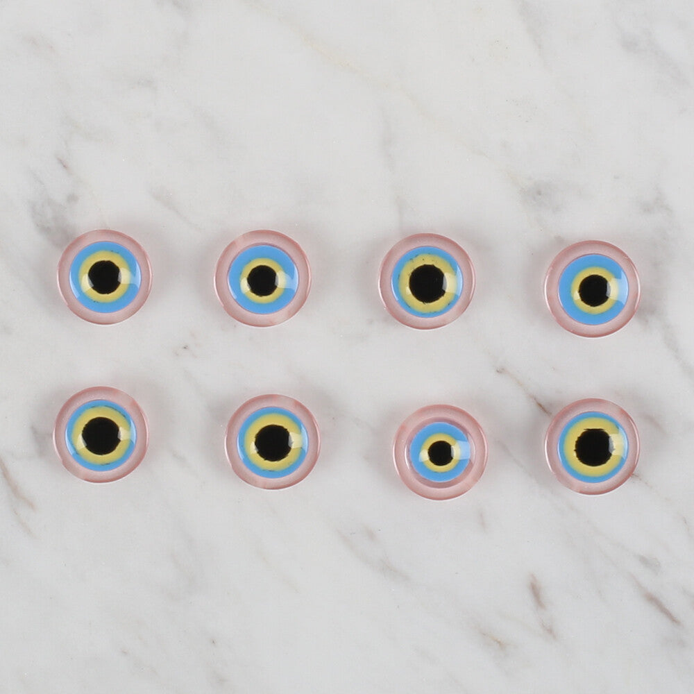 Loren Crafts açık pembe 8'li nazar boncuğu düğme - 167