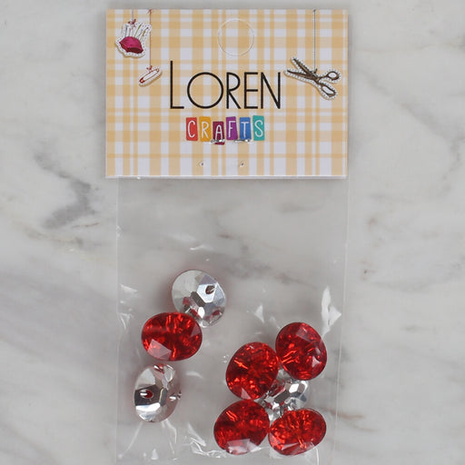 Loren Crafts kırmızı 8'li düğme - 240