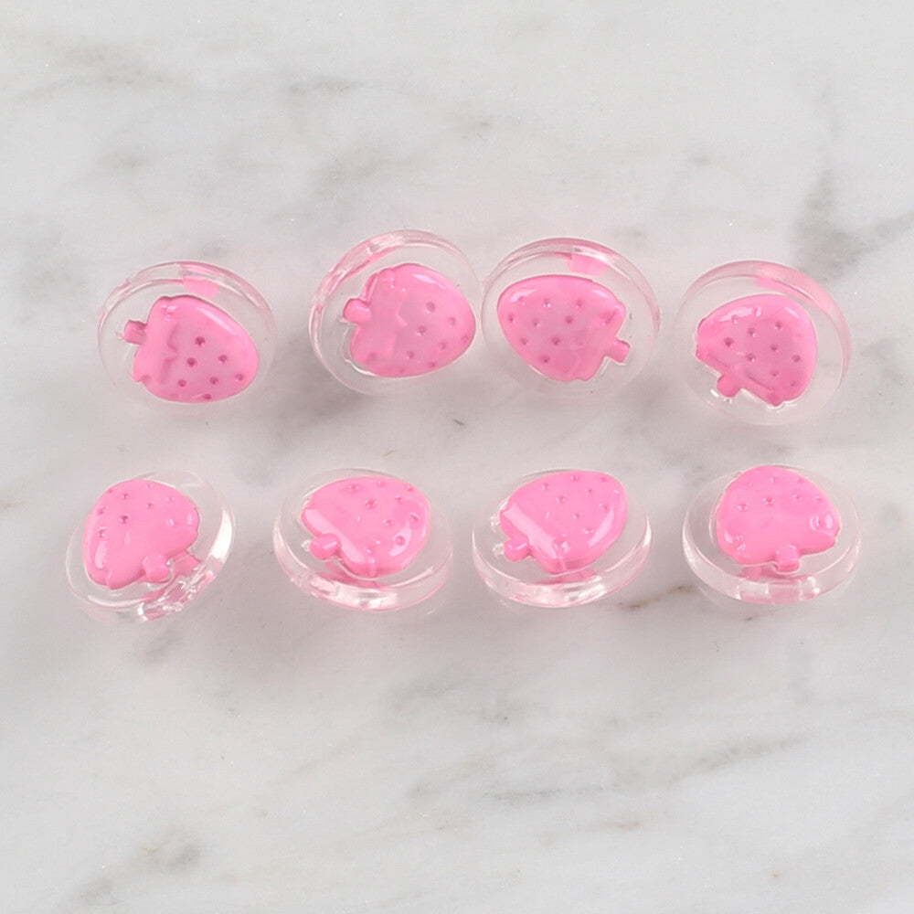 Loren Crafts 8'li Şeffaf Pembe Çilek Düğme - 251