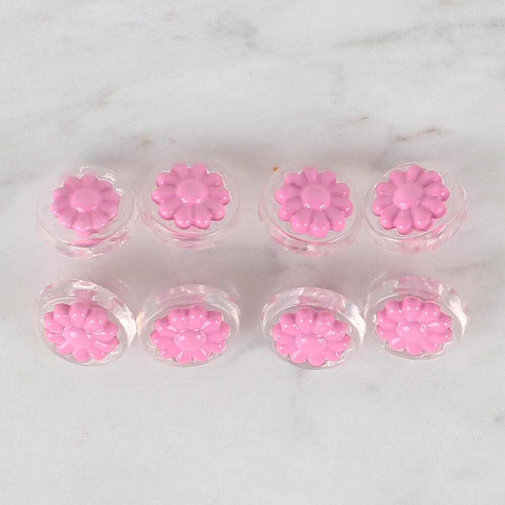 Loren Crafts 8'li Şeffaf Pembe Papatya Düğme - 254