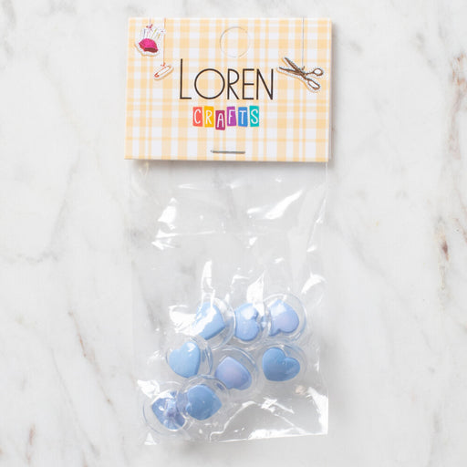 Loren Crafts 8'li Şeffaf Mavi Kalp Düğme - 267