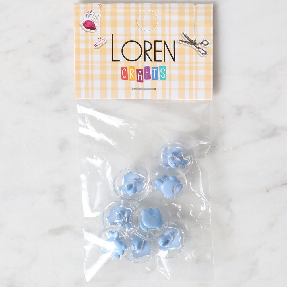 Loren Crafts 8'li Şeffaf Mavi Balık Düğme - 268
