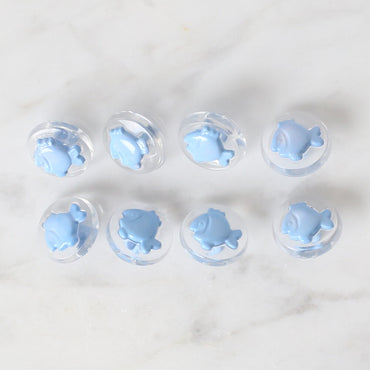 Loren Crafts 8'li Şeffaf Mavi Balık Düğme - 268