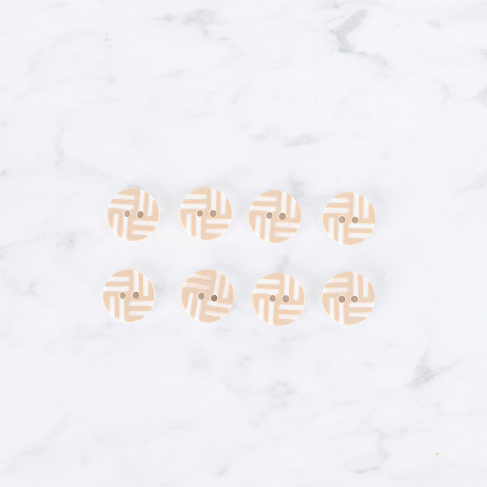 Loren Crafts 8'li Çizgili Bej Rengi Düğme - 0297