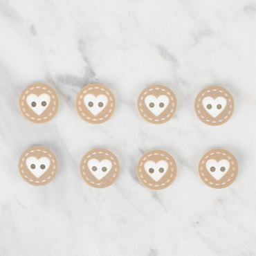 Loren Crafts 8'li Bej Kalp Düğme - 321