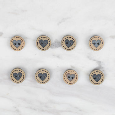 Loren Crafts 8'li Füme Kalp Düğme - 323