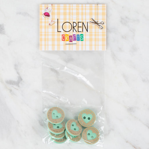Loren Crafts 8'li Yeşil Kalp Düğme - 325
