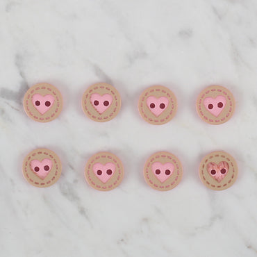 Loren Crafts 8'li Pembe Kalp Düğme - 328