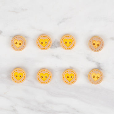 Loren Crafts 8'li Sarı Kalp Düğme - 331