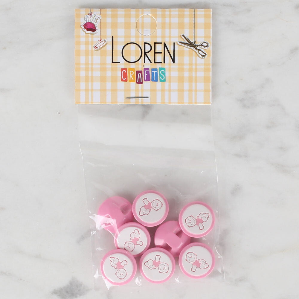 Loren Crafts 8'li Pembe Bebek Düğme - 375