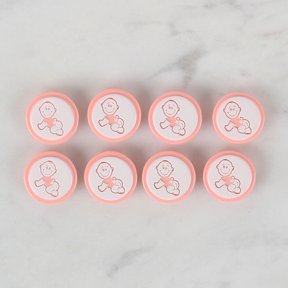 Loren Crafts 8'li Yavruağzı Bebe Düğme - 377