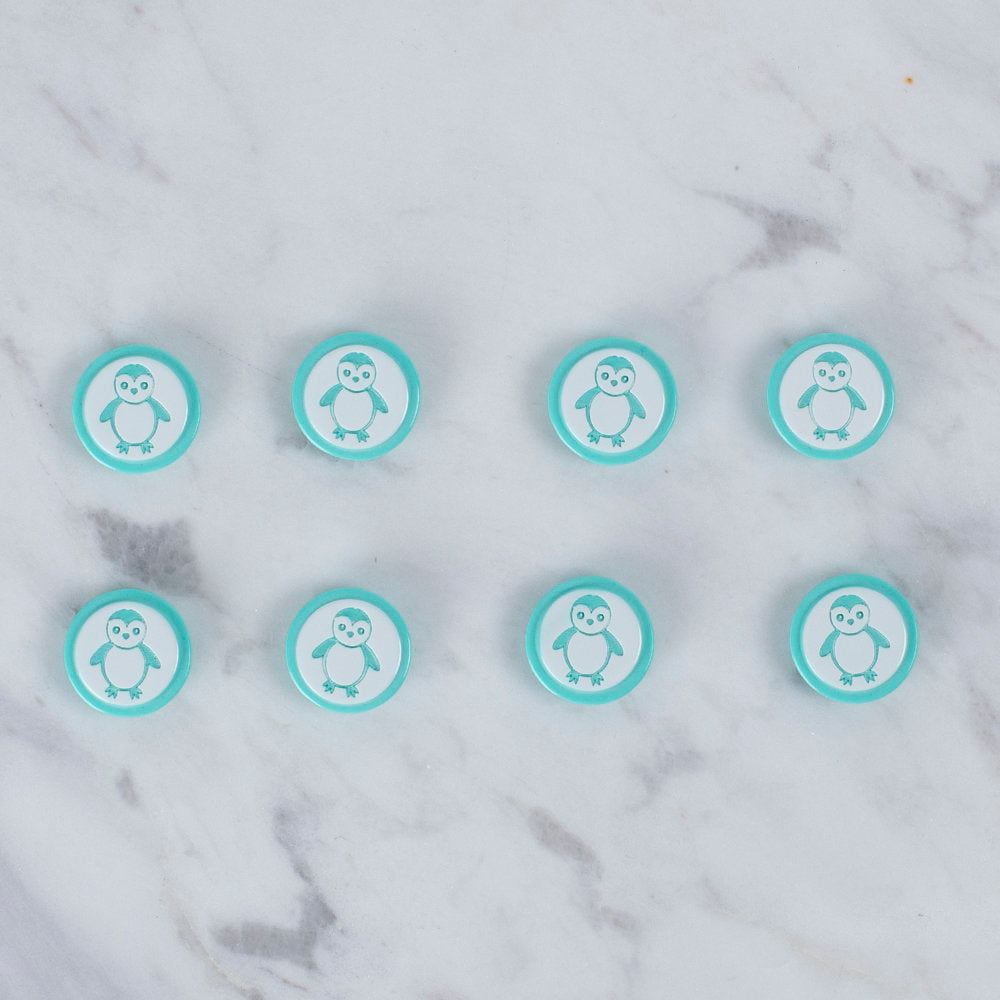 Loren Crafts 8'li Penguen Şekilli Yeşil Düğme - 0384