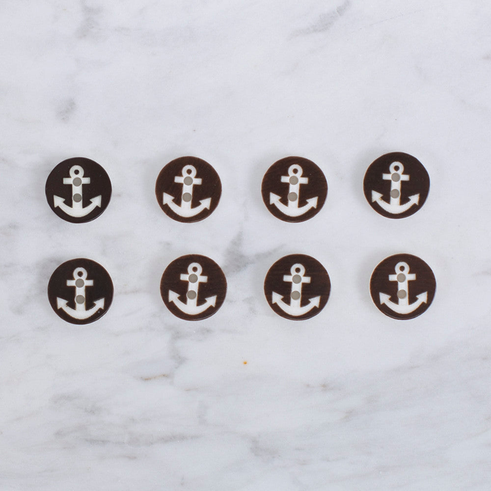 Loren Crafts 8'li Çapa Koyu Kahve Düğme - 0421