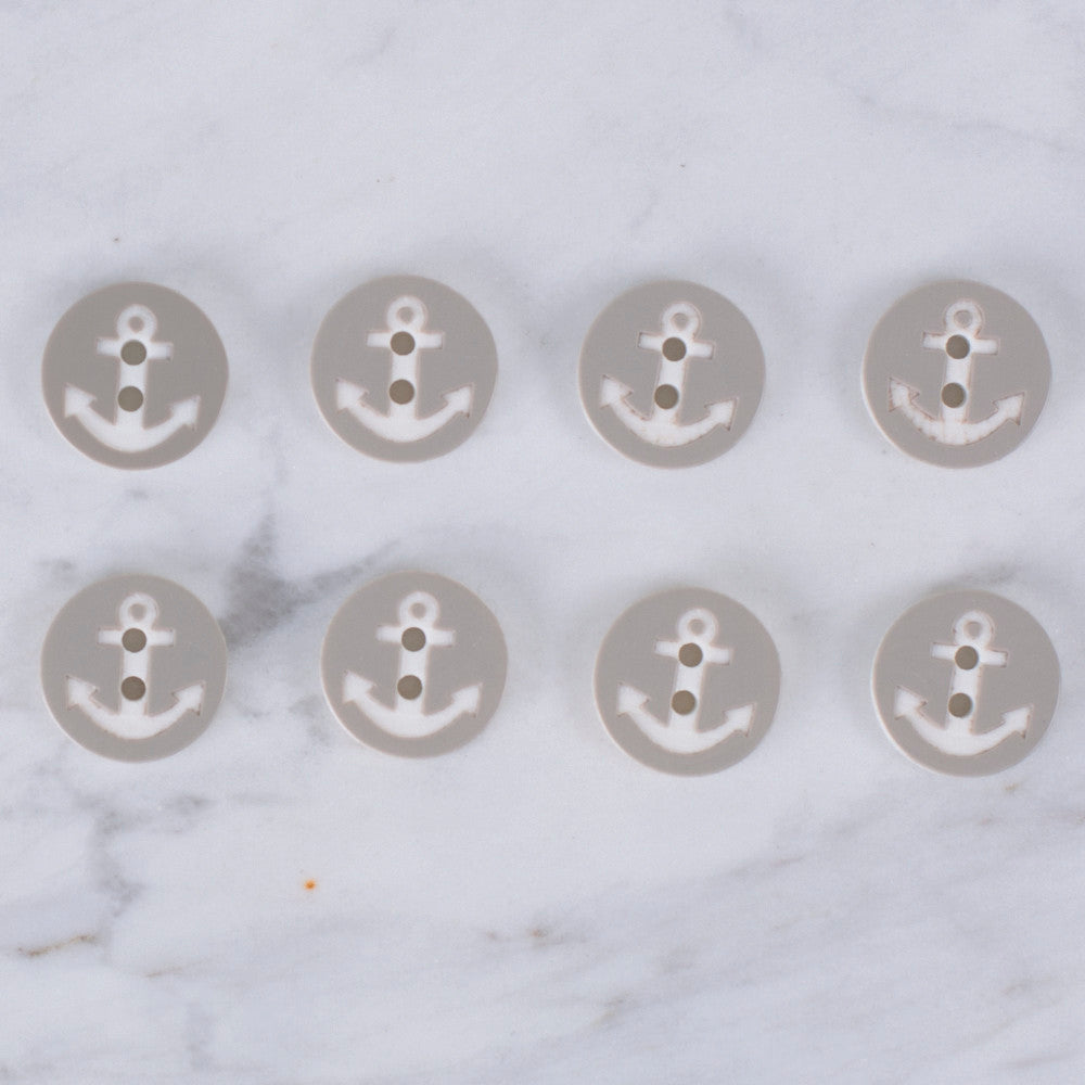 Loren Crafts 8'li Çapa Gri Rengi Düğme - 0424