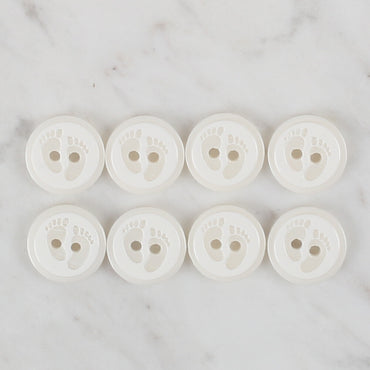 Loren Crafts 8'li Beyaz Ayak İzi Düğme - 433