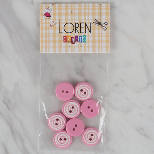 Loren Crafts 8'li Pembe Yuvarlak Düğme - 448