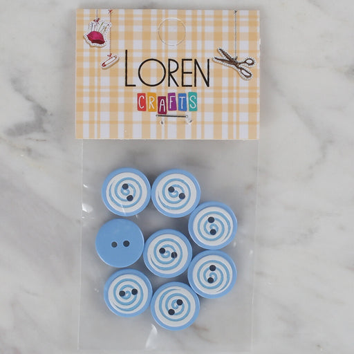Loren Crafts 8'li mavi yuvarlak düğme - 451