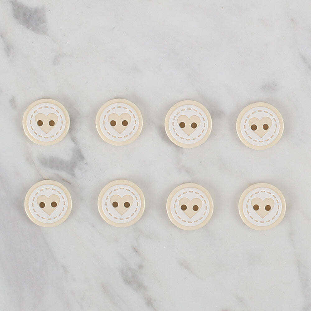 Loren Crafts ekru 8'li kalp düğme - 470