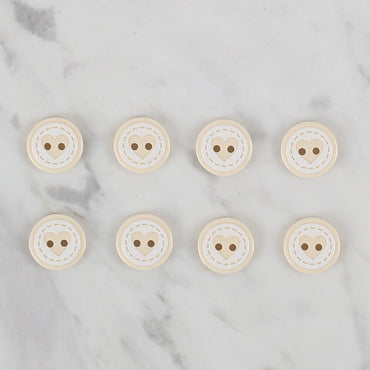 Loren Crafts ekru 8'li kalp düğme - 470