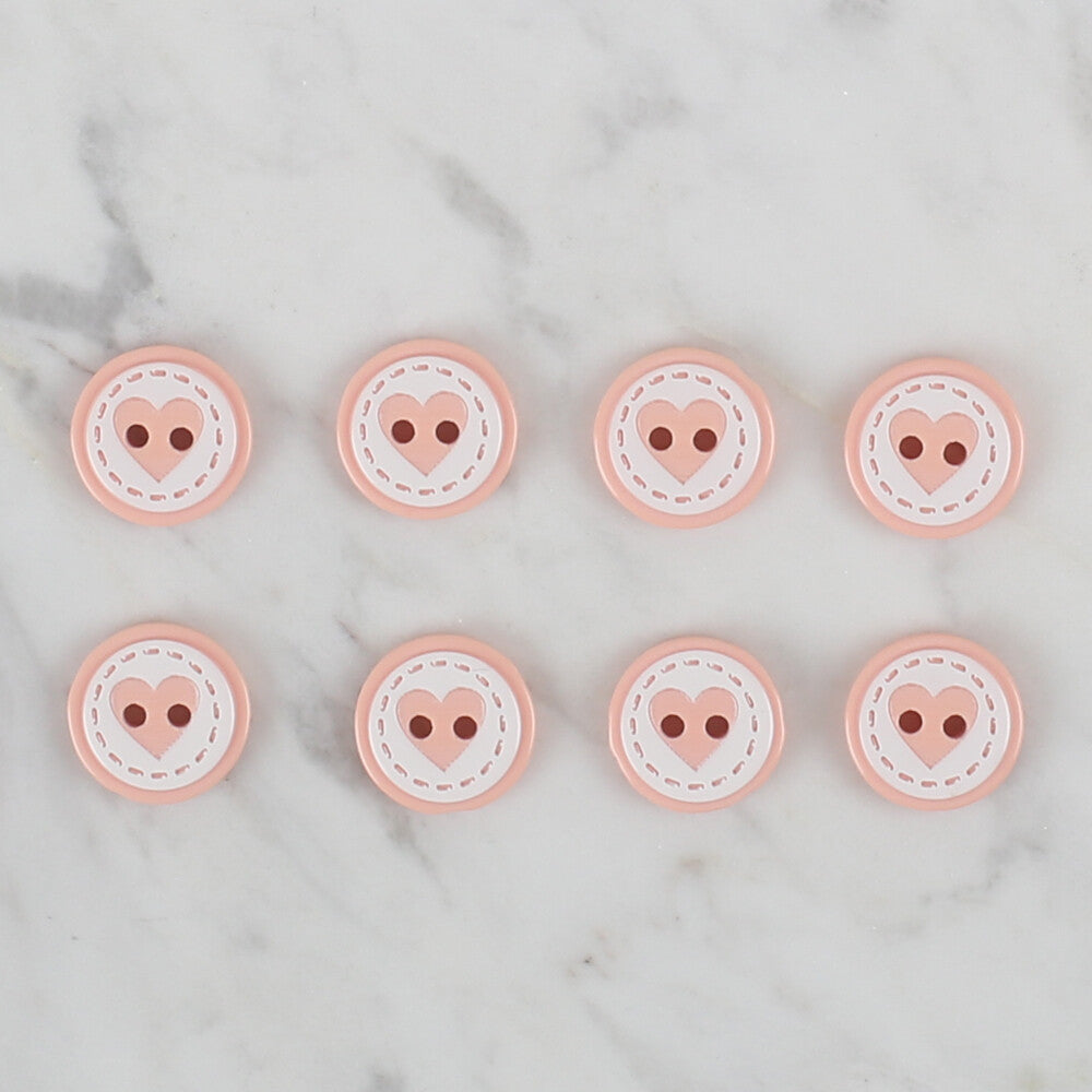 Loren Crafts yavruağzı 8'li Kalp düğme - 471