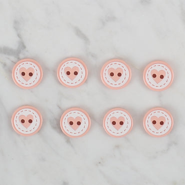 Loren Crafts yavruağzı 8'li Kalp düğme - 471