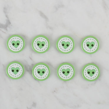 Loren Crafts yeşil 8'li kalp düğme - 478