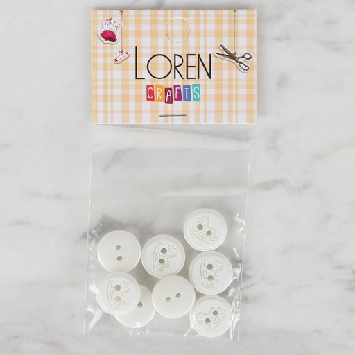 Loren Crafts 8'li Beyaz Düğme - 493